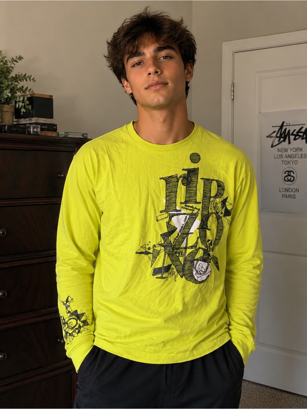 Ripzone Men’s Long Sleeve Graphic Tee - Neon Lime